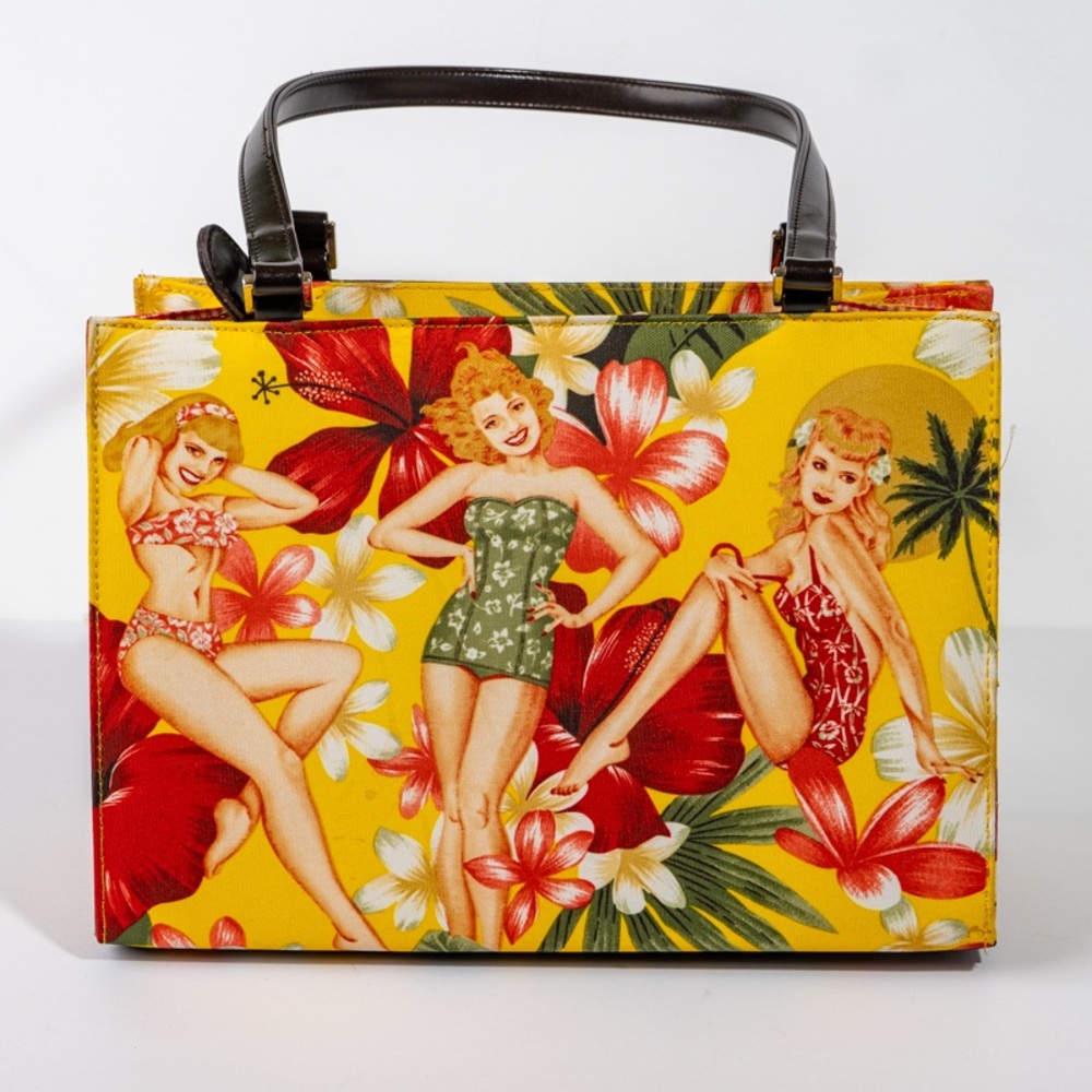 Vintage Pin-Up Floral Tote Bag - Picture 2 of 6